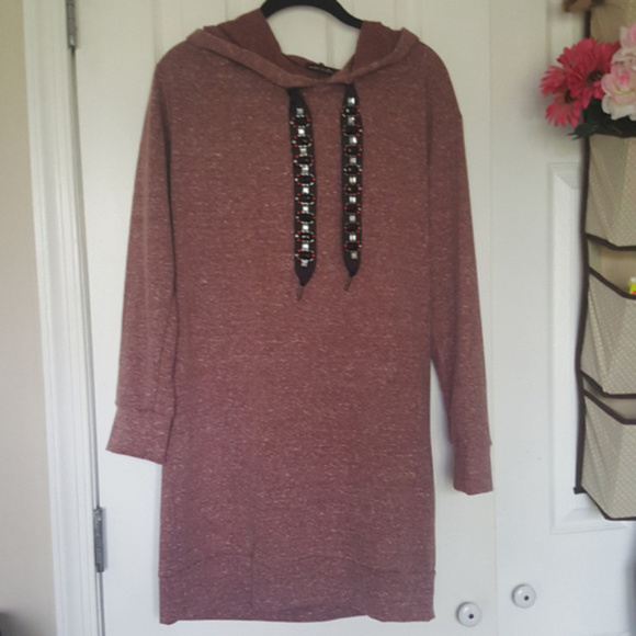 Heathered Burgundy Sweatshirt Dress M - Picture 1 of 4
